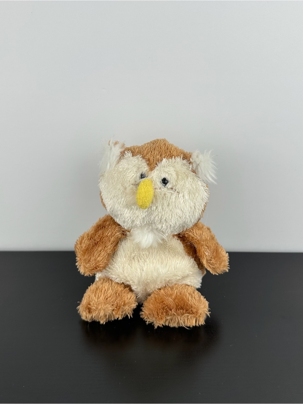 Russ Berrie RARE Luvvies Geoff Owl 5” Brown White Cream Plush Luvvy